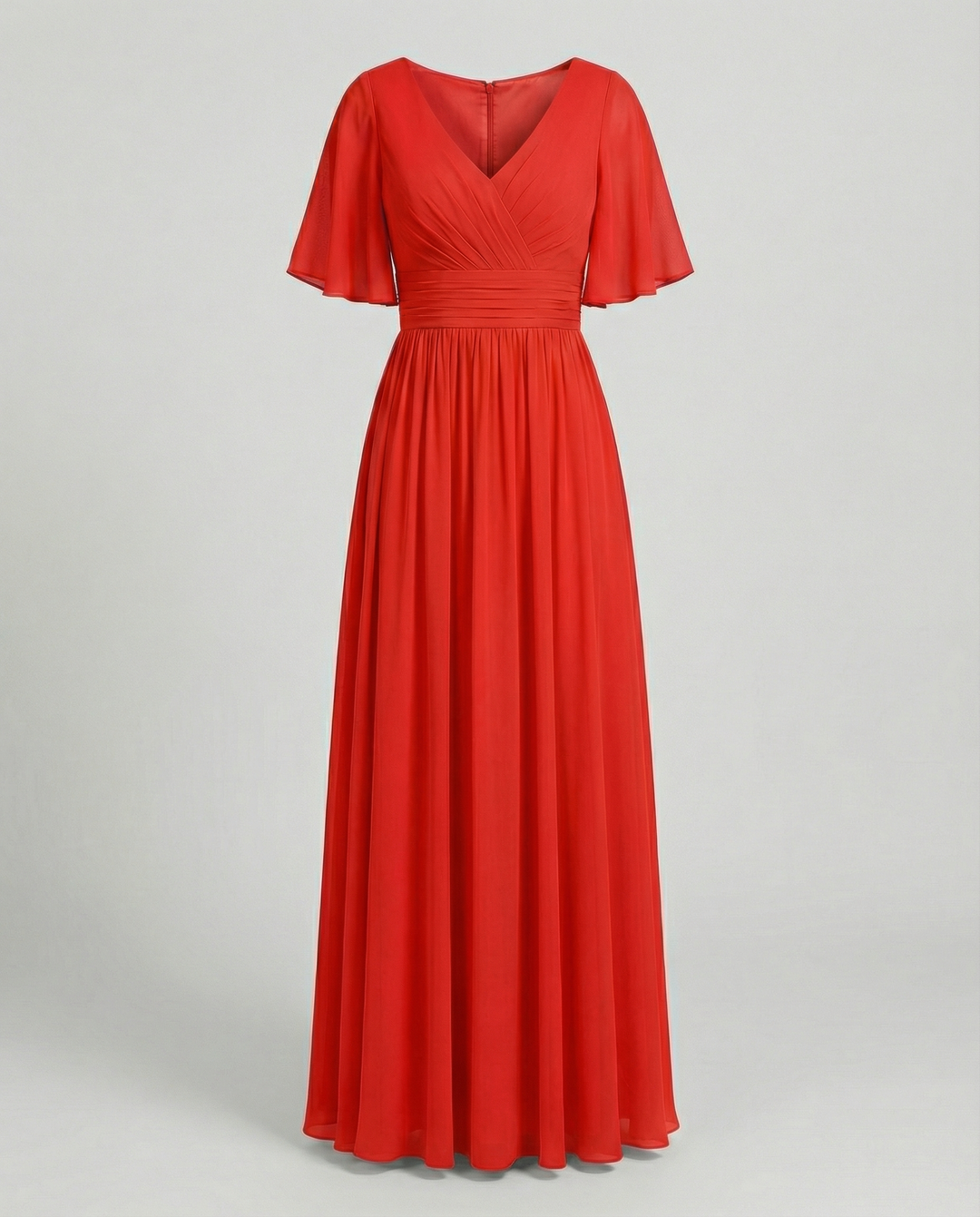 Shopnory | Kleid Fließendes V-Ausschnitt Chiffonkleid für Damen