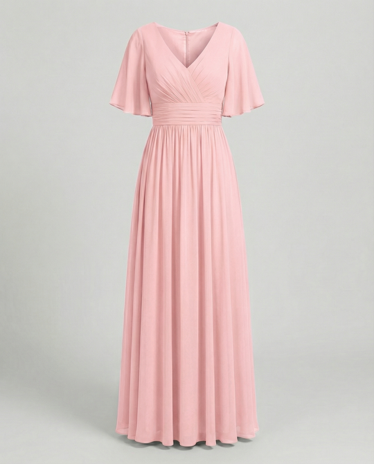 Shopnory | Kleid Fließendes V-Ausschnitt Chiffonkleid für Damen