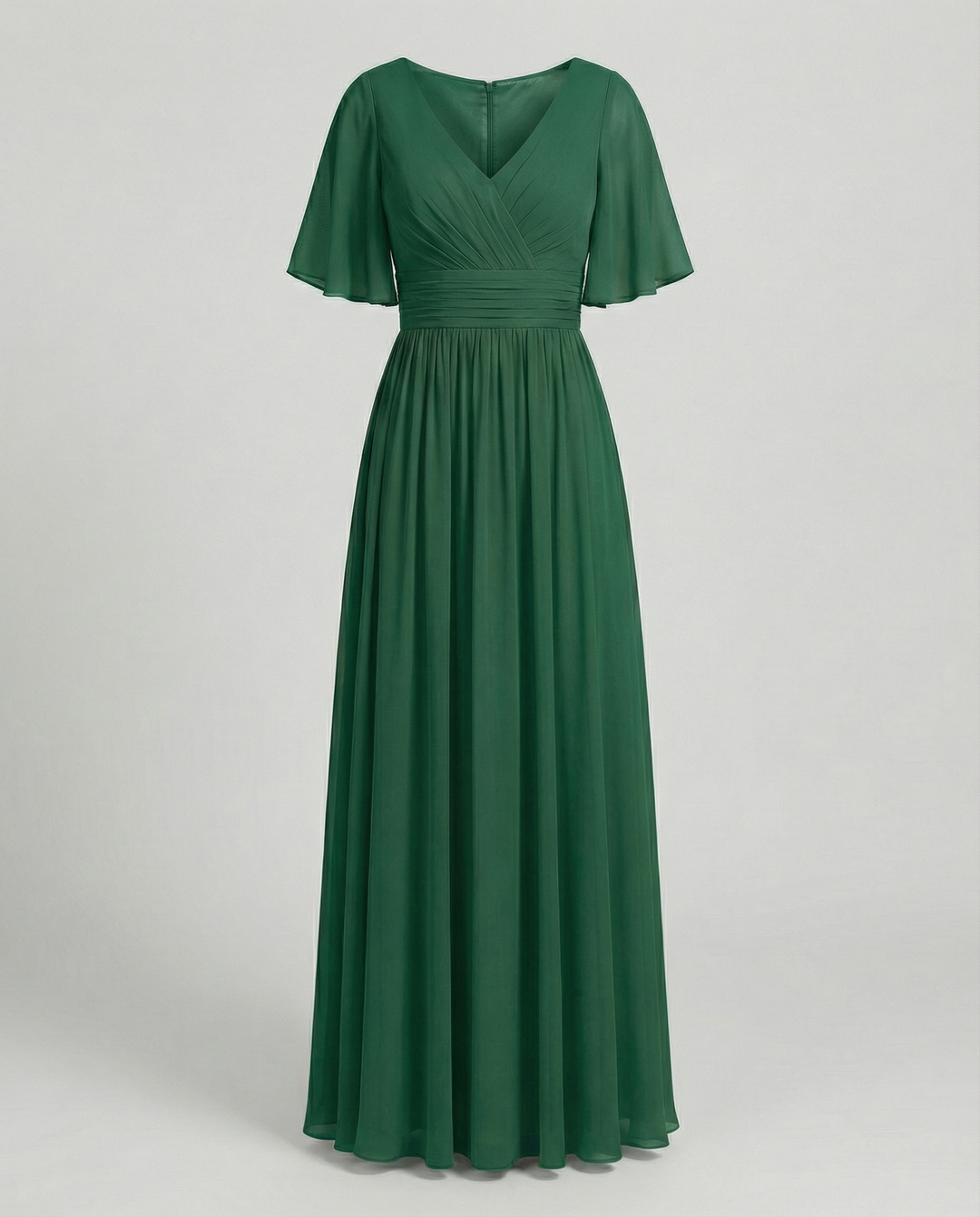 Shopnory | Kleid Fließendes V-Ausschnitt Chiffonkleid für Damen