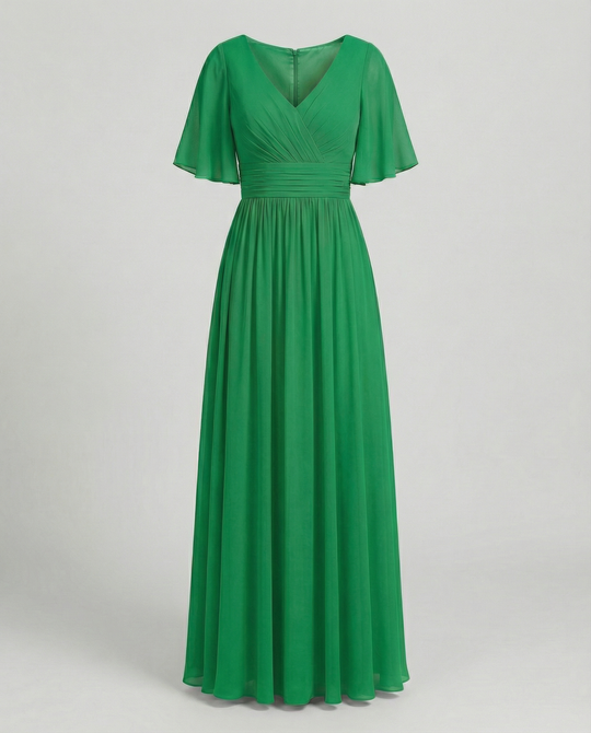 Shopnory | Kleid Fließendes V-Ausschnitt Chiffonkleid für Damen