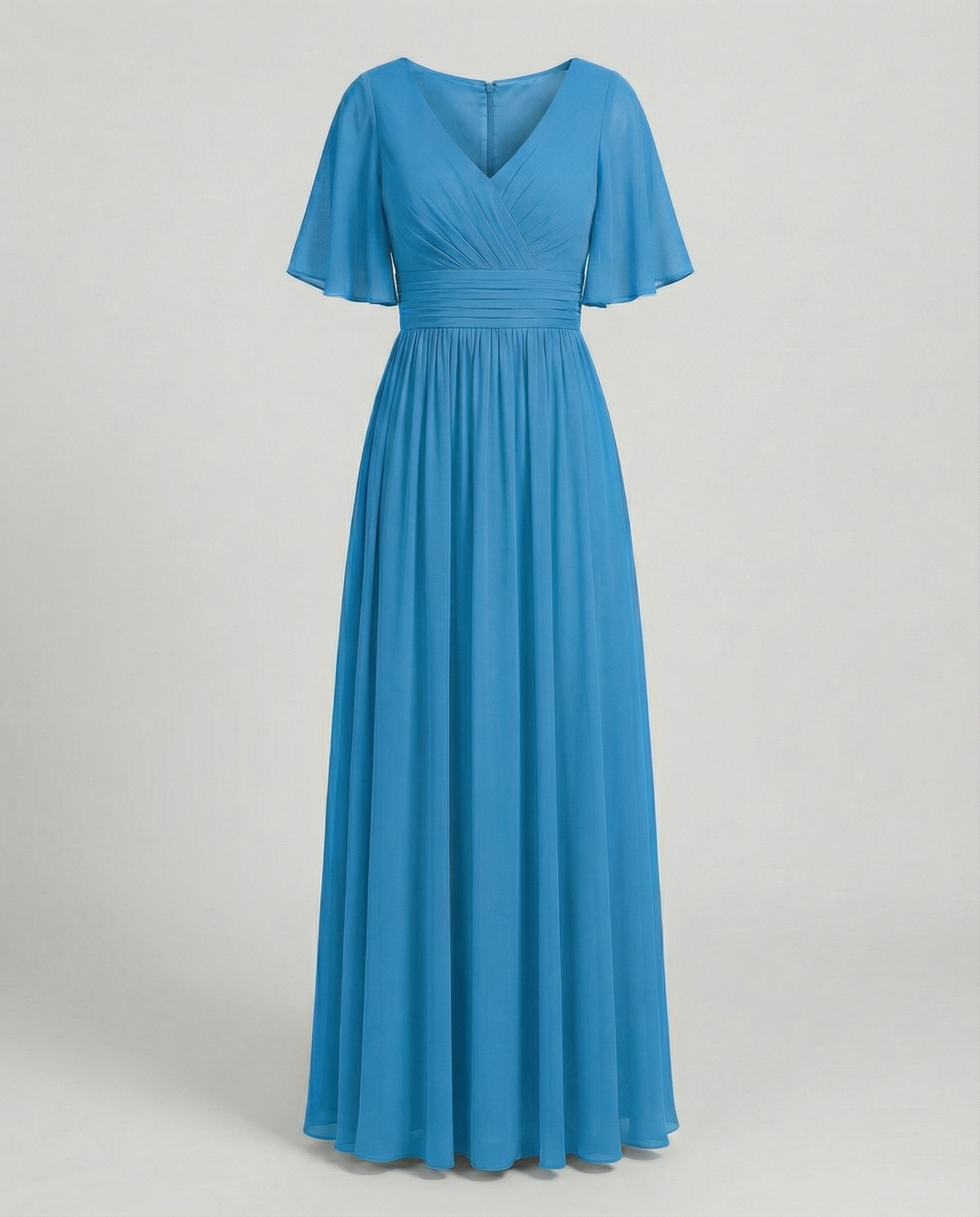 Shopnory | Kleid Fließendes V-Ausschnitt Chiffonkleid für Damen
