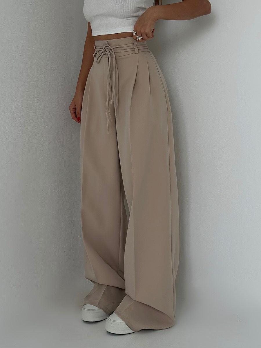 Damenhose mit Hohem Bund und Weitem Bein