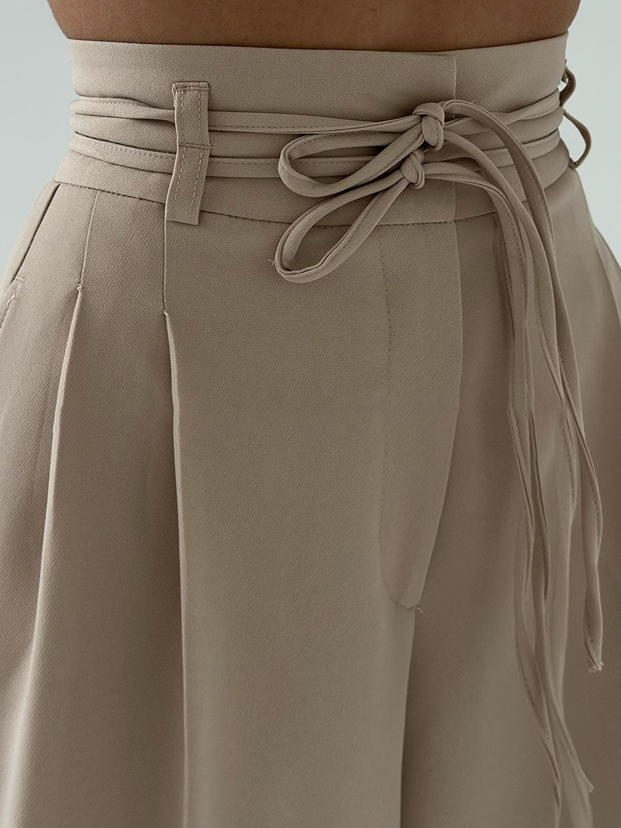 Damenhose mit Hohem Bund und Weitem Bein