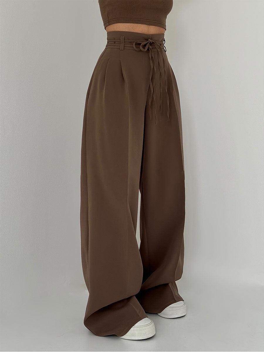 Damenhose mit Hohem Bund und Weitem Bein