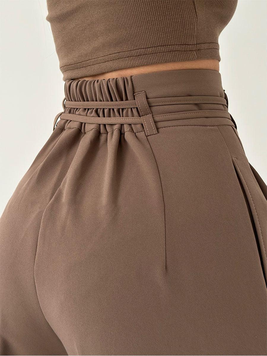 Damenhose mit Hohem Bund und Weitem Bein