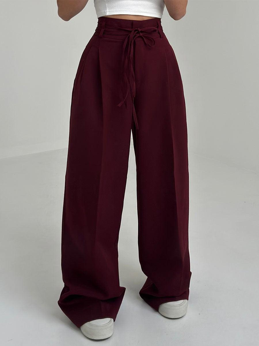 Damenhose mit Hohem Bund und Weitem Bein