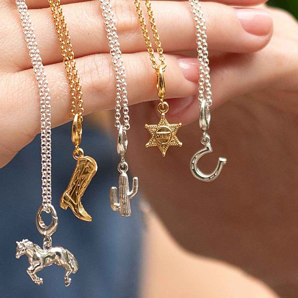 Gold Sheriff Badge Charm Necklace | Shop Nory