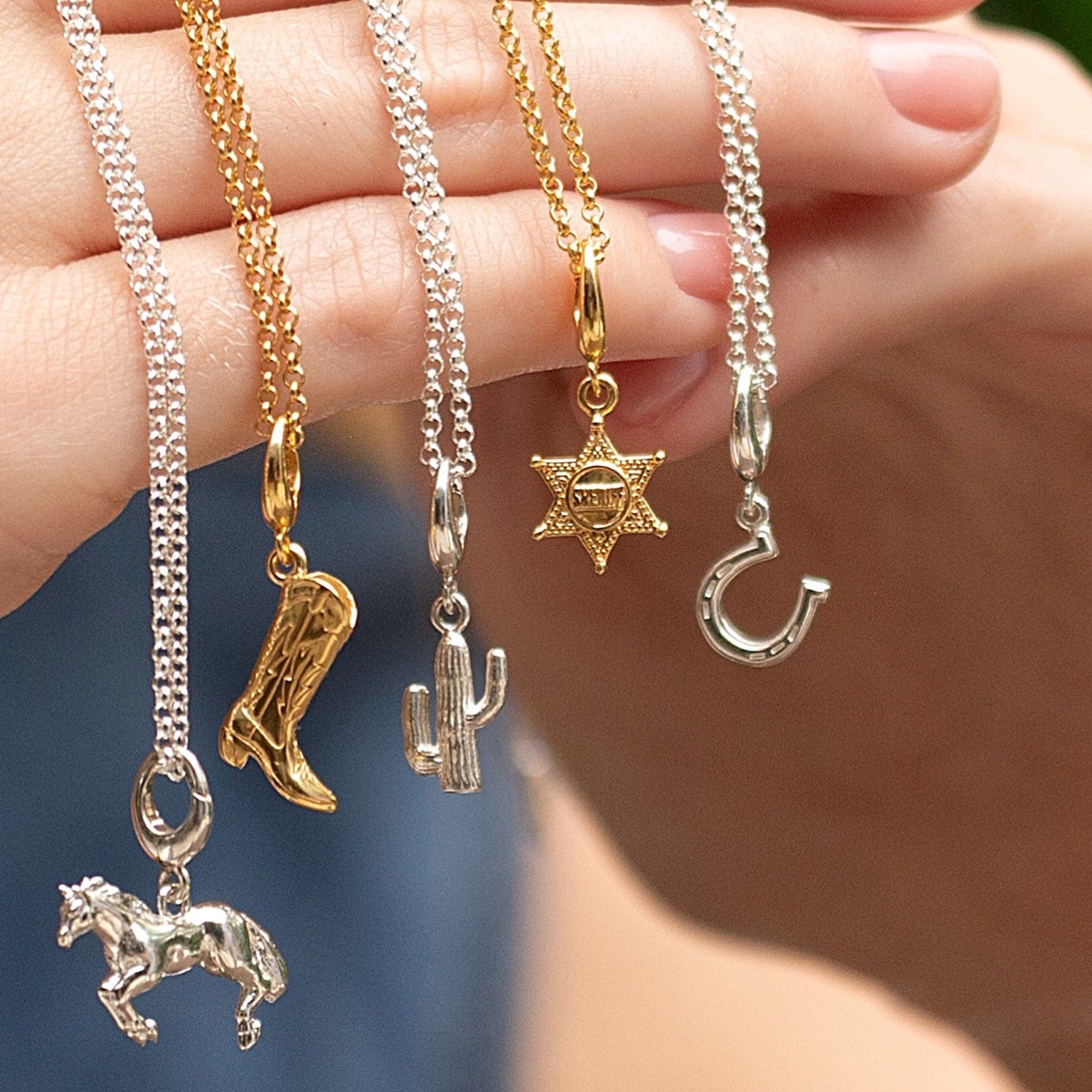 Gold Sheriff Badge Charm Necklace | Shop Nory