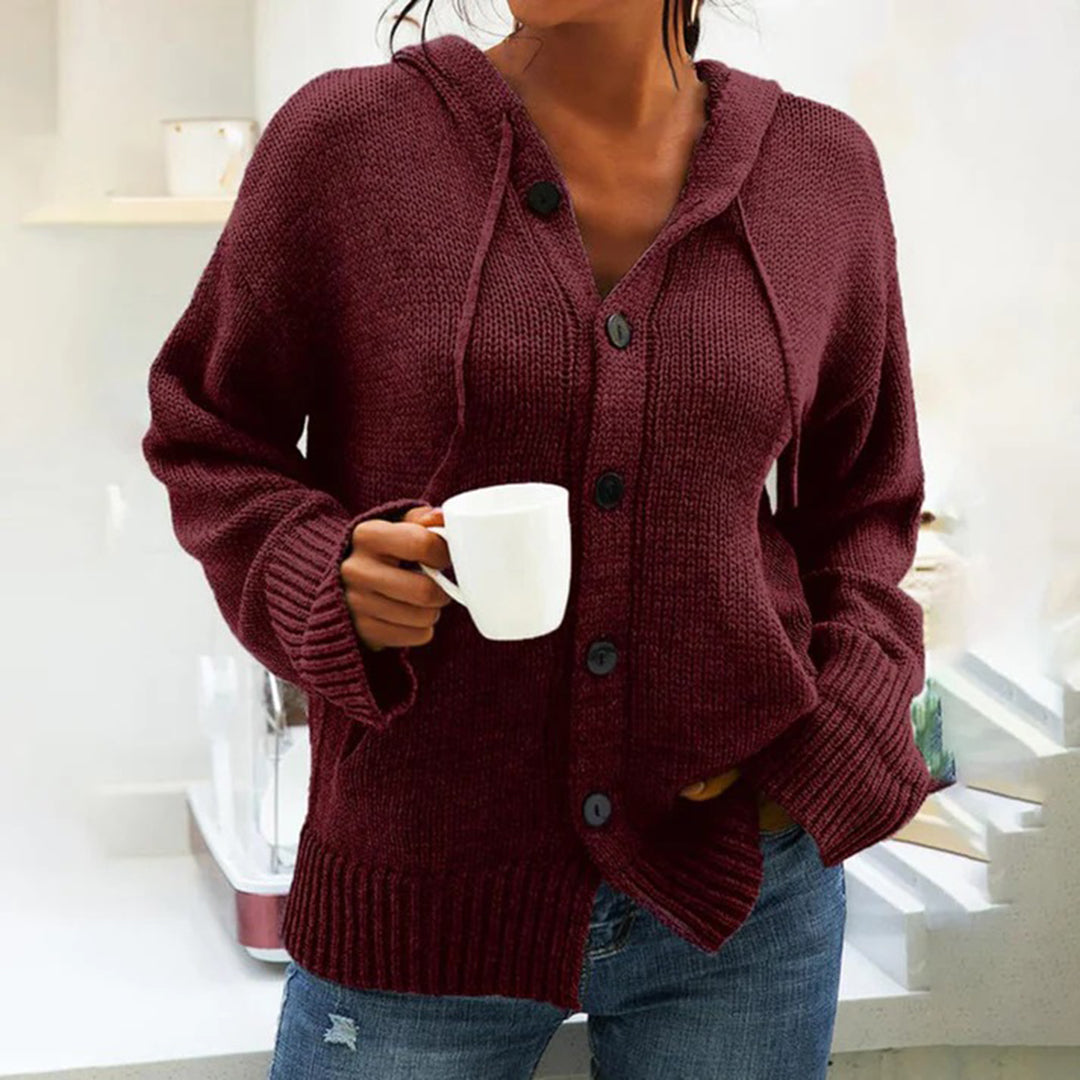 Strickjacke mit Kapuze und Kordelzug