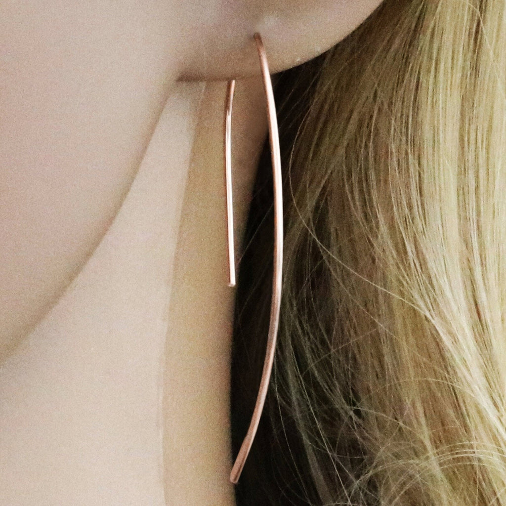 Edelstahl Wishbone Threader Häng Ohrringe | Shop Nory