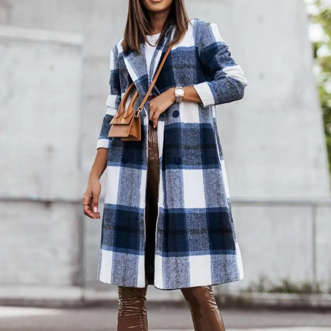 Stylish Wollmantel mit Karomuster für Frauen