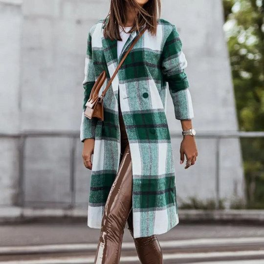 Stylish Wollmantel mit Karomuster für Frauen