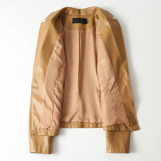 Echtes Leder Ein-Knopf Blazer Jacke