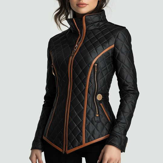 Slim-Fit Steppjacke mit Kontrastbesatz