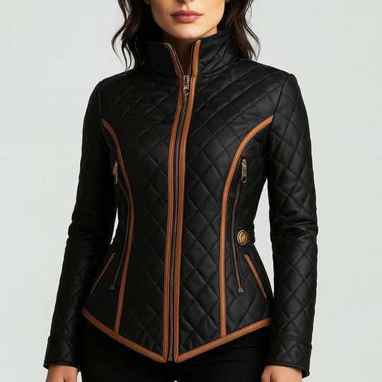 Slim-Fit Steppjacke mit Kontrastbesatz