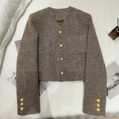 Shopnory | Damen Verkürzter Kragenloser Blazer