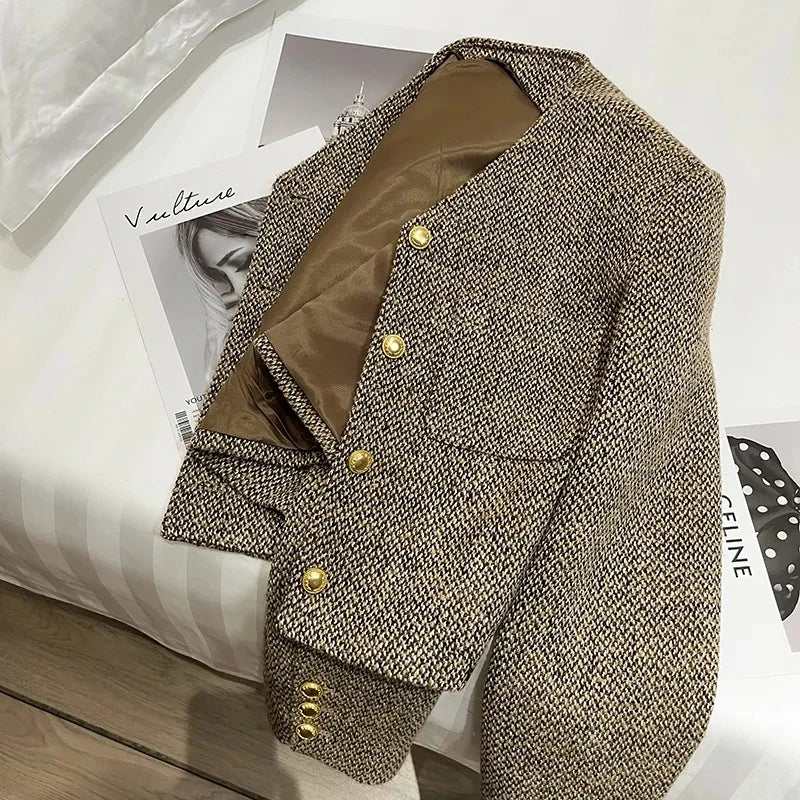 Shopnory | Damen Verkürzter Kragenloser Blazer