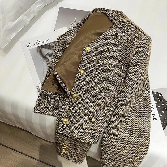 Shopnory | Damen Verkürzter Kragenloser Blazer