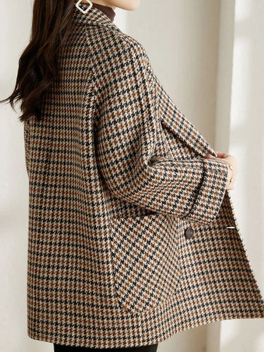 Langer Kariert Blazer – Klassischer Herbst-Winter Stil