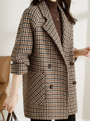 Langer Kariert Blazer – Klassischer Herbst-Winter Stil