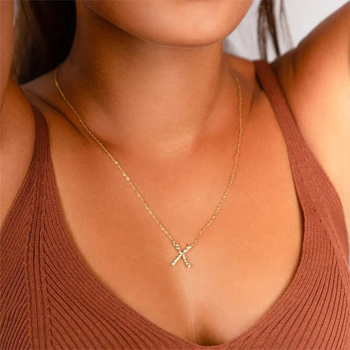 Edelstahl X-Shape Einfach Lange Halskette | Shop Nory