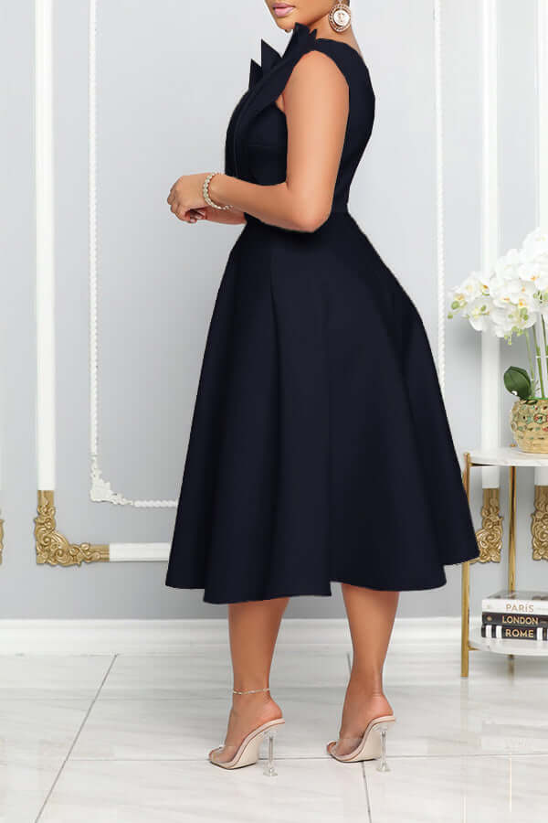One Shoulder Midi Kleid Elegante A-Linie Passform Skulpturierte Details Festliche Kleidung