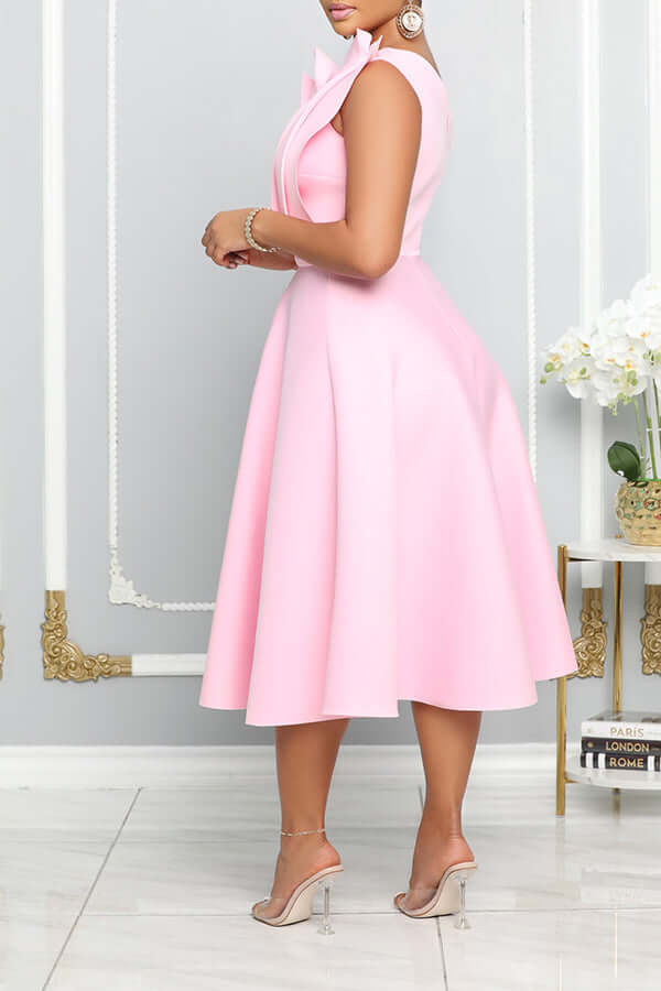 One Shoulder Midi Kleid Elegante A-Linie Passform Skulpturierte Details Festliche Kleidung