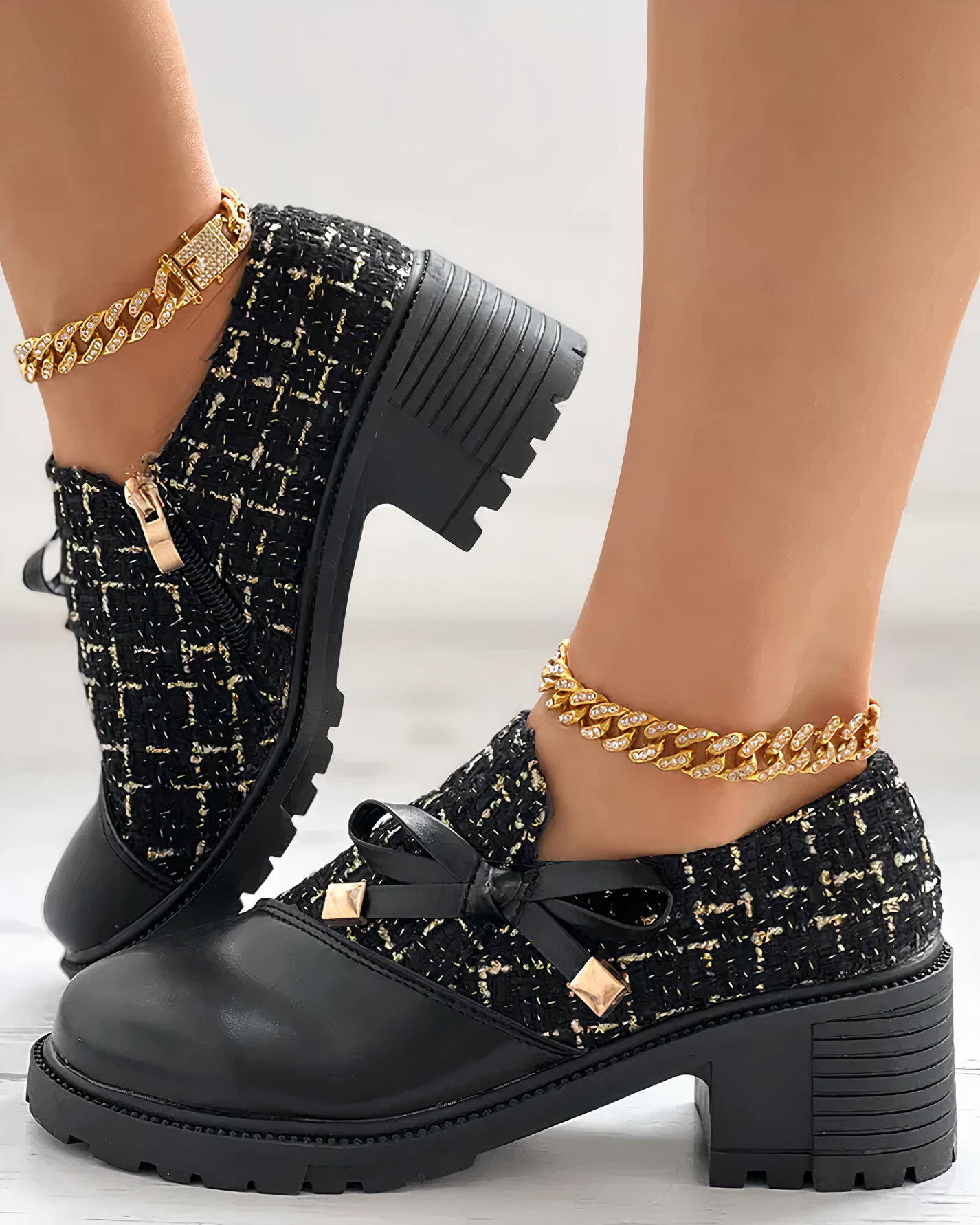 Stylische Blockabsatzschuhe mit Schleifendetails - Florina Shopnory
