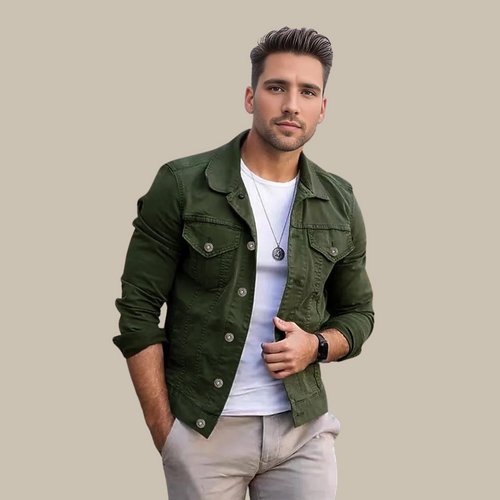Klassisch gefärbte Jeansjacke für Männer
