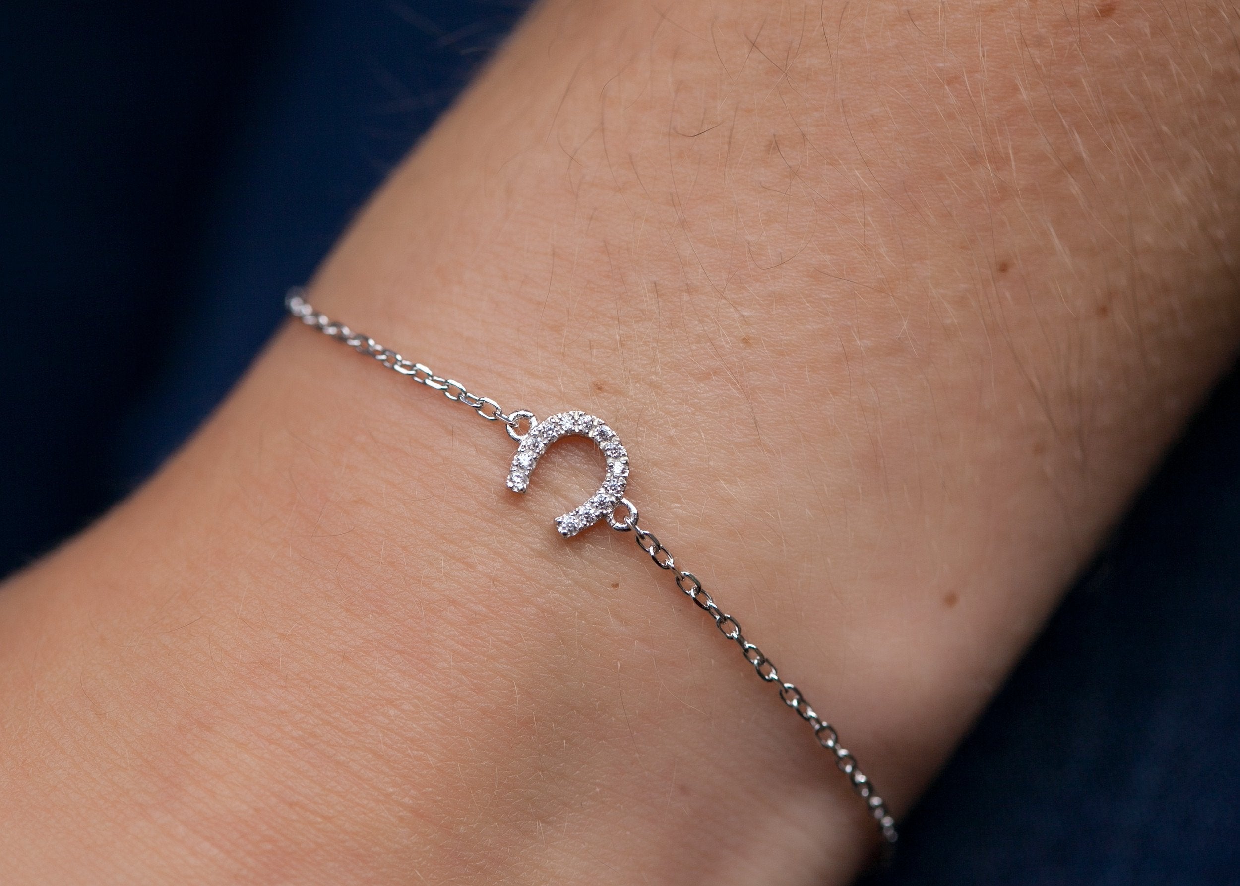 Zirkonia Glückshufeisen Armband aus Silber - Glücksbringer | Shop Nory