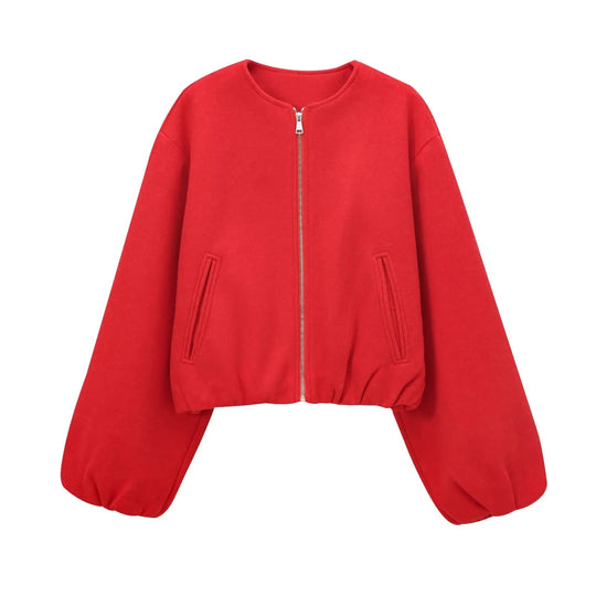Damen Bomberjacke mit Reißverschluss und elastischer Passform