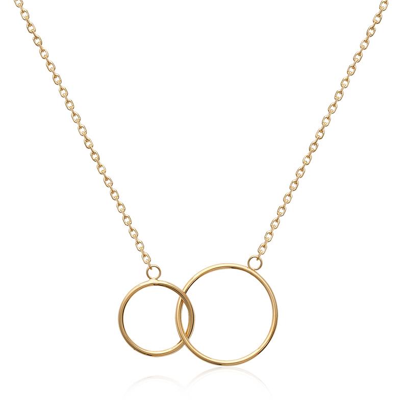 Zwei-Ringlein-Kette Vergoldet, Halskette mit 2 Ringen | Shop Nory