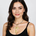 Unisex Gold- und Silberbeschichtete Mittel-Kreuz-Anhänger Geflochtene Ketten-Halskette | Shop Nory