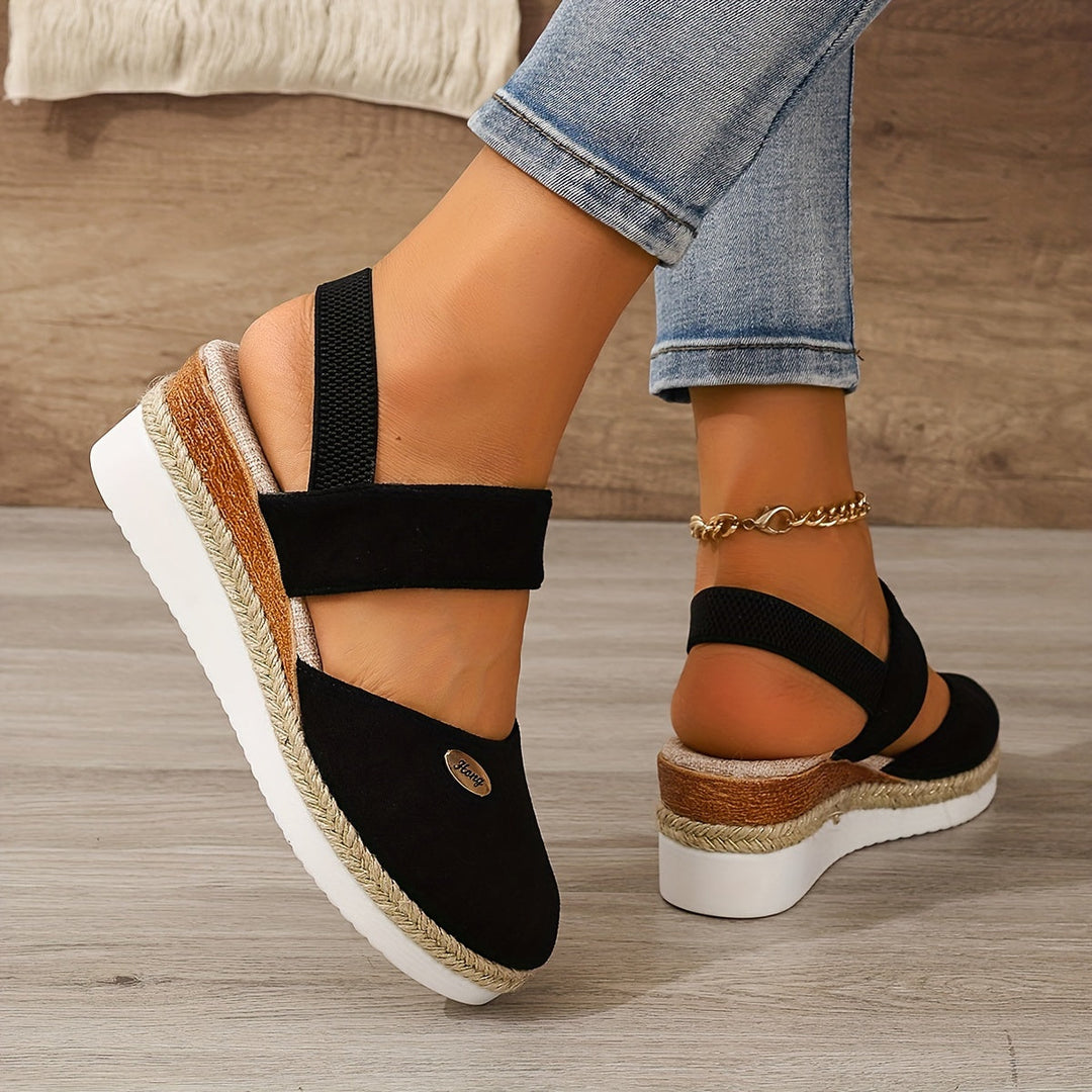 Damen Sandalen Auf Plattform: Rutschfest, Geschlossene Zehe, Elastischer Riemen