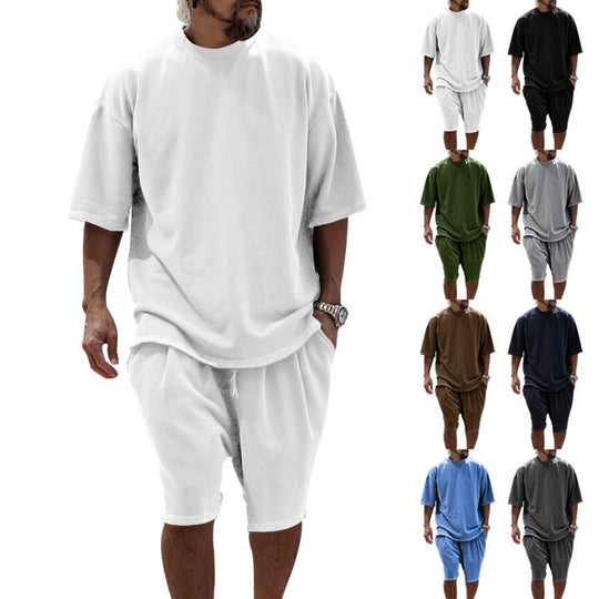 Lockeres T-Shirt Shorts einfarbiges Set