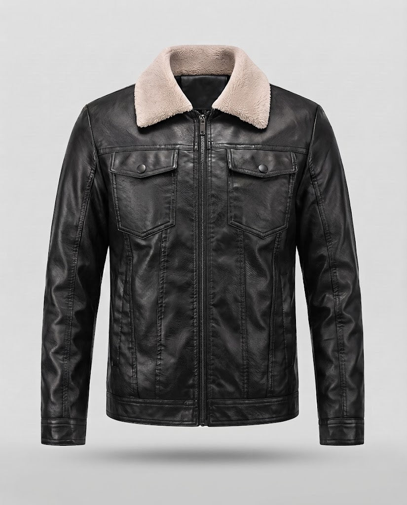 Herren Lederjacke im Pilotenstil mit Sherpa‑Kragen Shop Nory