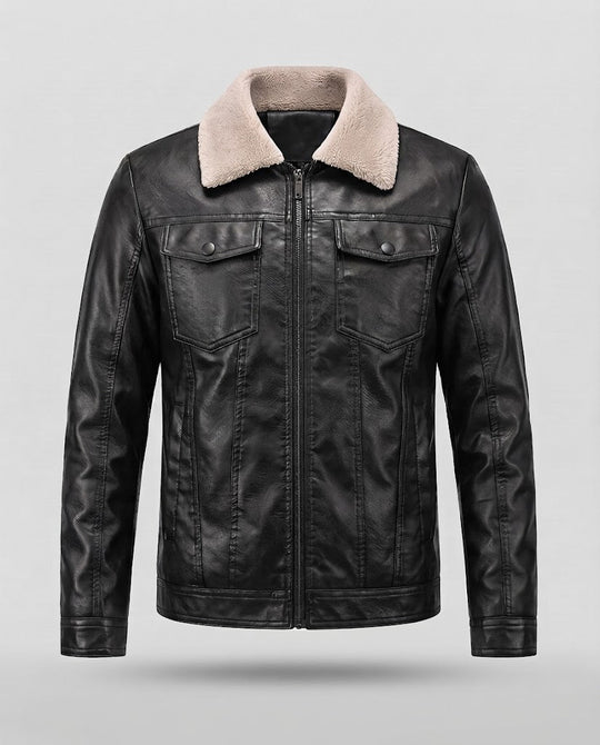 Herren Lederjacke im Pilotenstil mit Sherpa‑Kragen Shop Nory