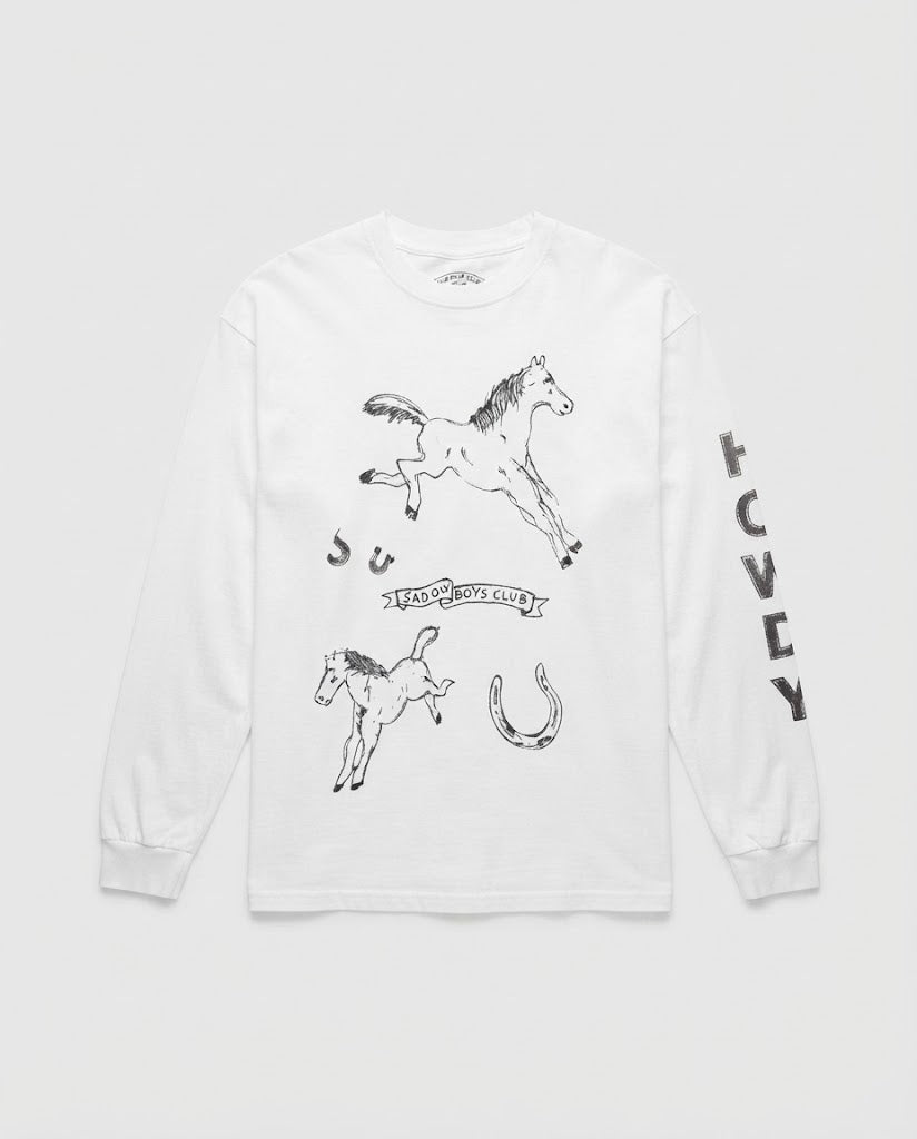 Damen Langärmeliges Oversize-Print-Shirt mit Western-Horse-Illustration Shop Nory