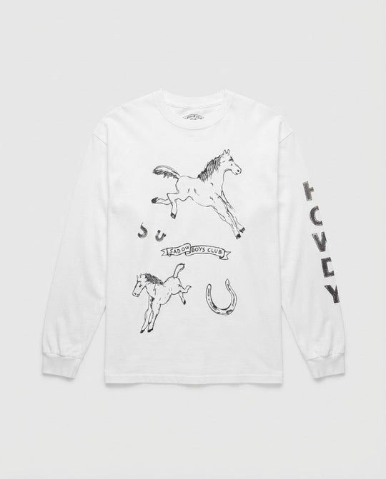 Damen Langärmeliges Oversize-Print-Shirt mit Western-Horse-Illustration Shop Nory