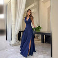 Abendkleid Langer Plissierter Einfarbiger
