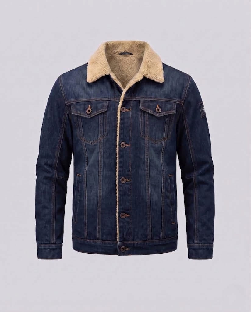 Herren Freizeit Denim Jacke mit Teddy-Fütterung Shop Nory