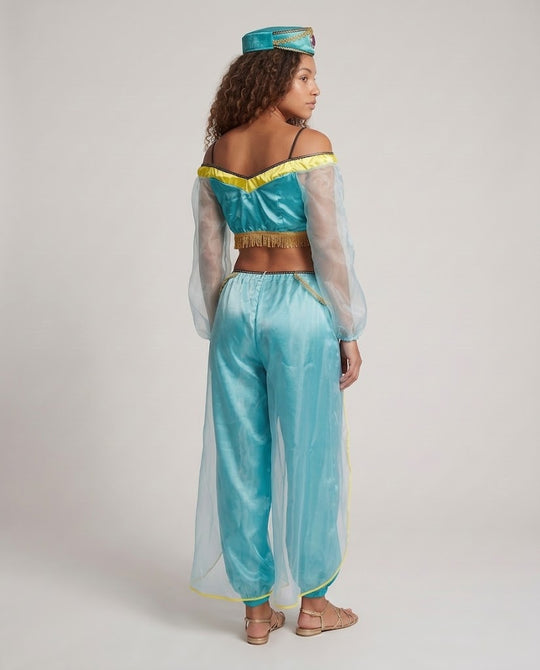 Damen Märchenhaftes orientalisches Kostüm mit transparenten Ärmeln und verzierten Details Shop Nory