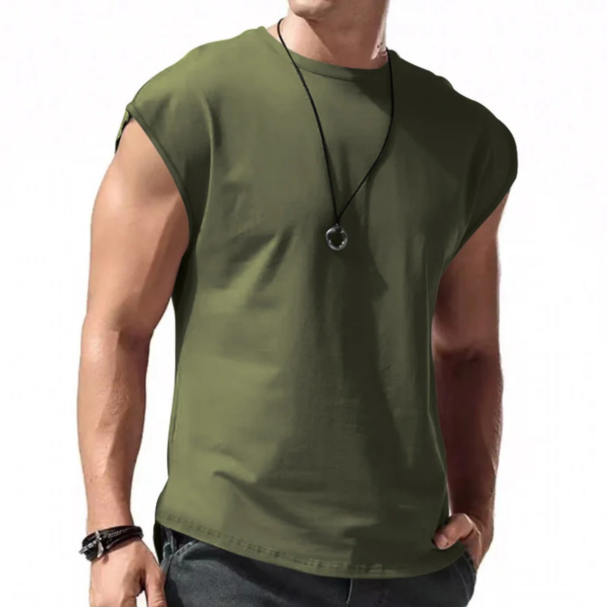 Einfarbiges Weste-T-Shirt