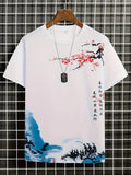 Shopnory | Herren T-Shirt Blumen und Wellen Design