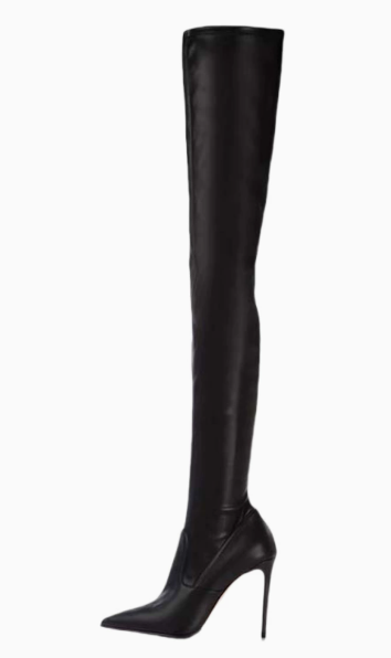 Femme Über-die-Knie Spitzenzehen Stiletto Stiefel