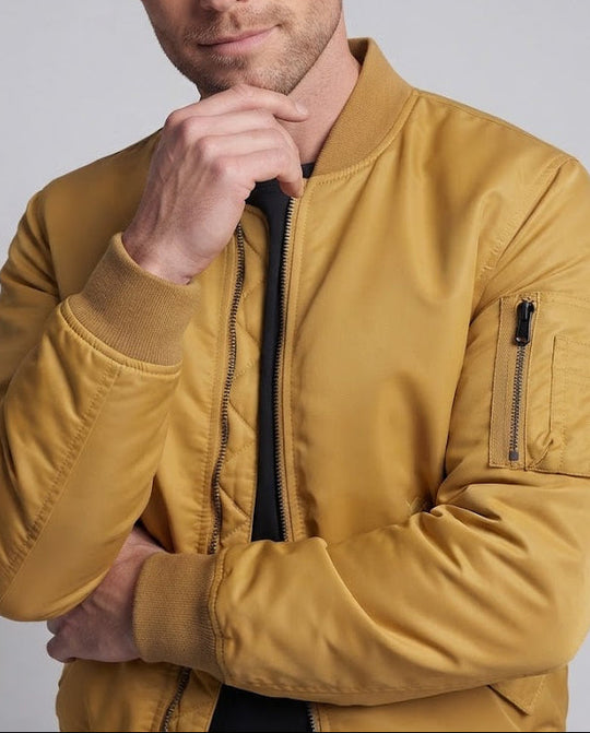 Herren Nylon-Bomberjacke im Aviator-Style mit gesteppter Thermo-Innenlage und Ärmel-Utilitytasche Shop Nory