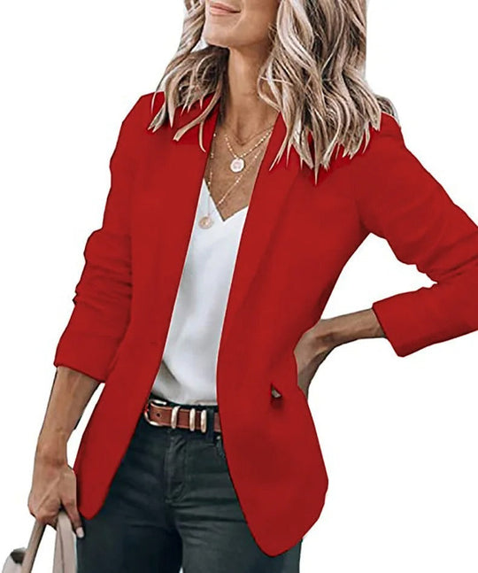 Damen Blazer Einfarbig Jacke, Lange Ärmel