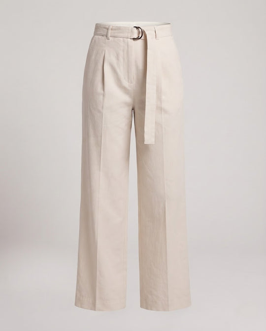 Damen Hochtaillierte weite Chinohose mit Bundfalten und Stoffgürtel Shop Nory