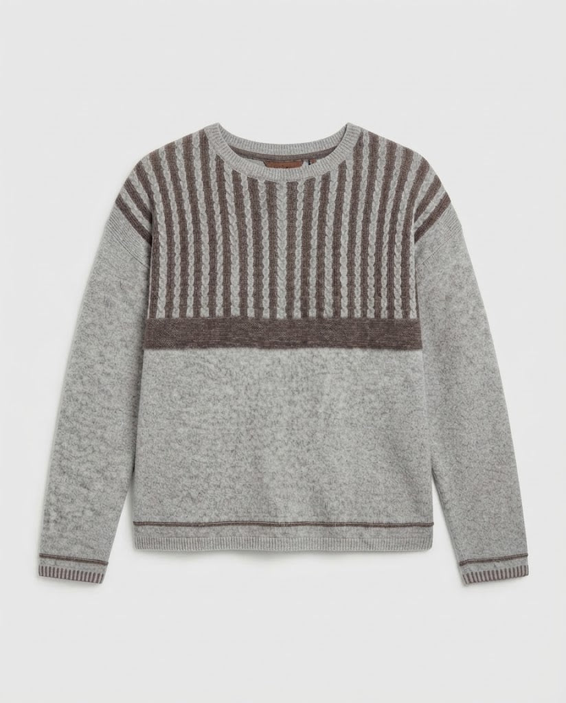 Damen Feinstrickpullover mit Zopfstruktur und kontrastierender Passe Shop Nory