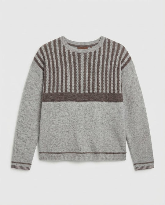 Damen Feinstrickpullover mit Zopfstruktur und kontrastierender Passe Shop Nory